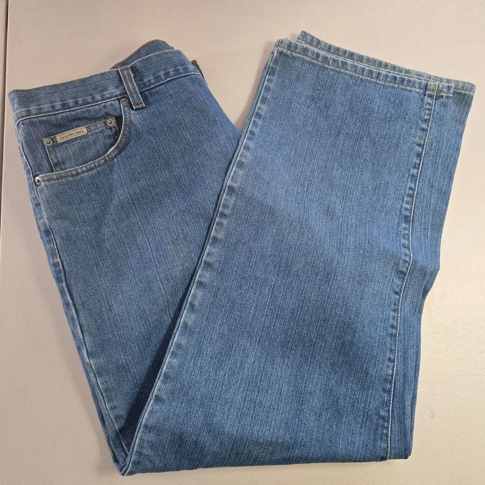 Calvin Klein Jeans Men's 38 x 31 Blue Medium Wash Straight Leg Relaxed Fit